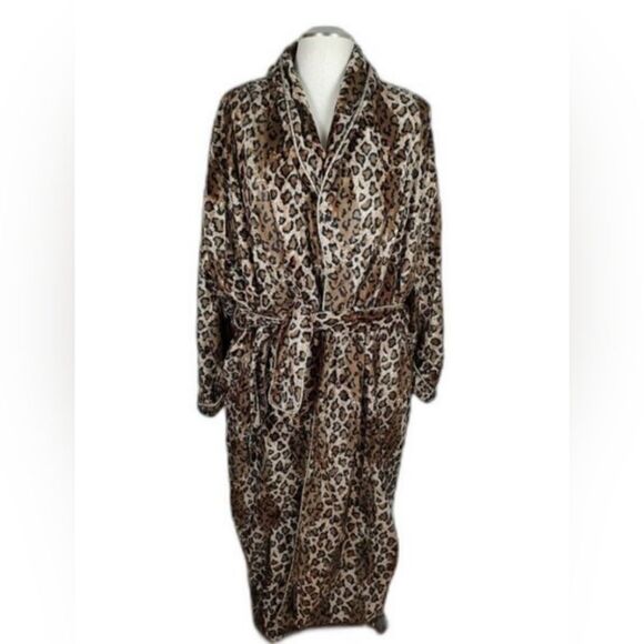 90s Victoria's Secret Gold Label Full-Length Animal Print Robe Size Large